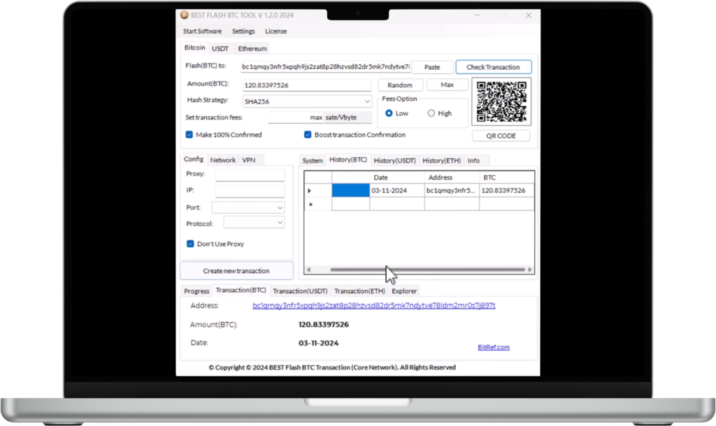 Flash BTC Software Screenshot